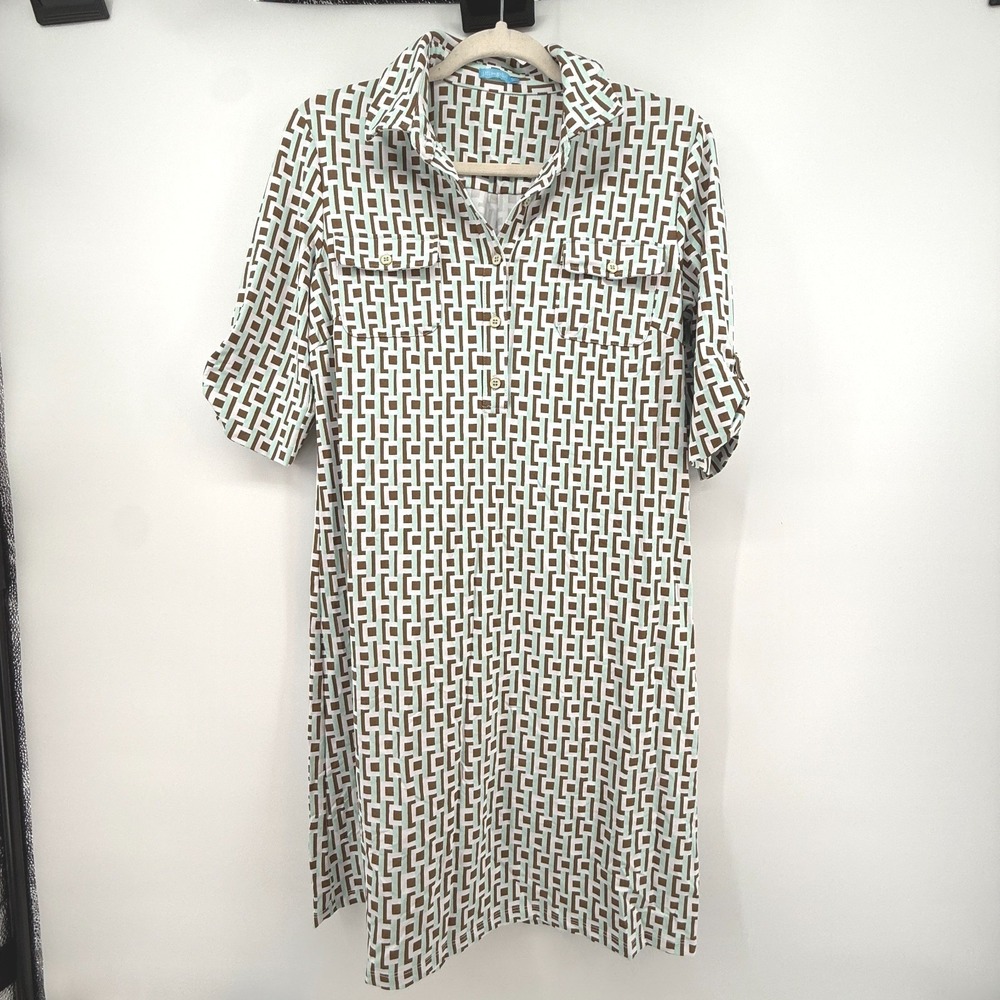 J.McLaughlin Lawrence Catalina Cloth Geometric Womens Med. Print Shirt Dress